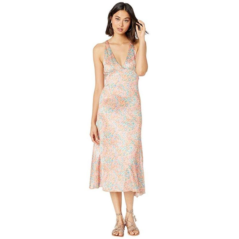 Free People Women's Coral Nowhere to Be Slip MIDI Dress Pink Size Medium